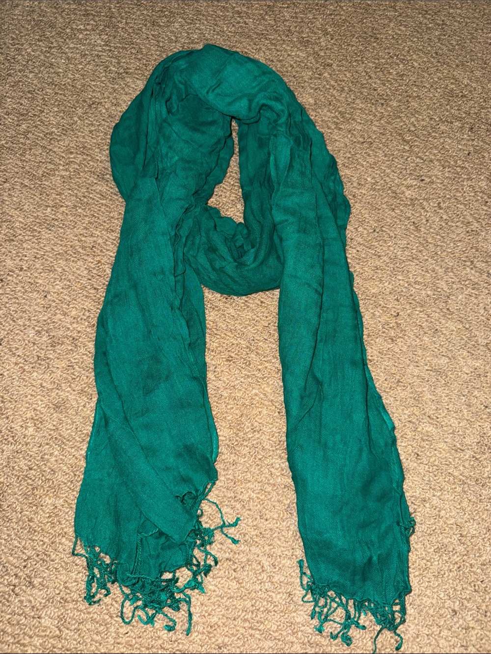 Emerald Green Fringed Scarf